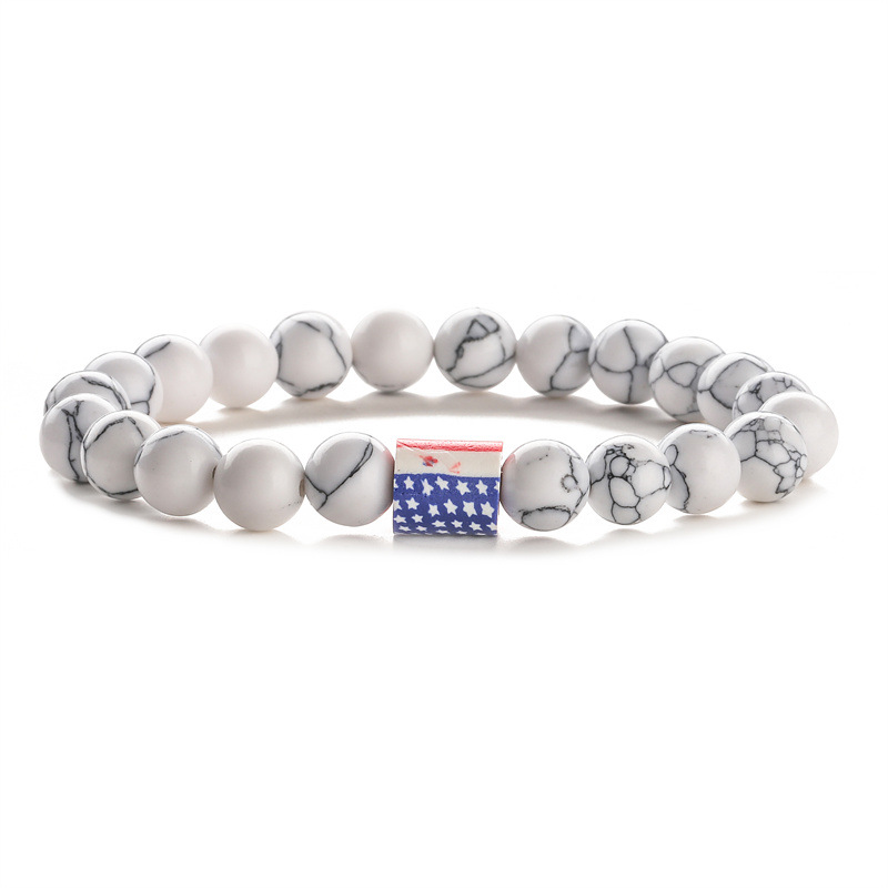 Europa y Estados Unidos transfronterizos banderas de ágata de piedra turquesa línea elástica cuentas pulseras pulseras pulseras de regalo para hombres y mujeres
