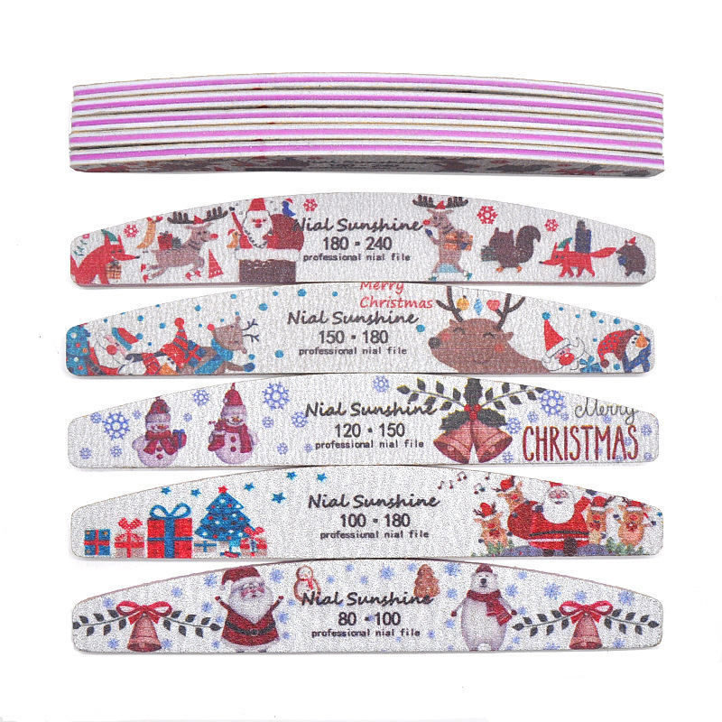 クリスマスシリーズ爪やすりマニキュアツールプリント爪やすり洗える両面研磨ストリップ非脱落サンドペーパー|undefined