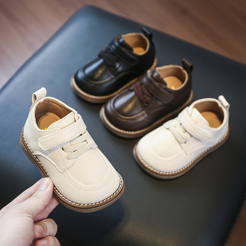 Autumn and winter baby toddler shoes, girls' British style soft sole shoes, boys' casual small leather shoes, infants and young children's spring shoes
