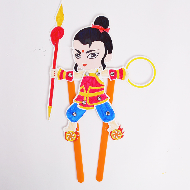 Juego de sombras Diy hecho a mano Viaje al oeste Personajes Puzzle para niños Paquete de material de pintura Jardín de infantes Juguetes de ensamblaje creativo