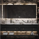 卫生间岩板热弯陶瓷盆浴室柜复古法式组合橡木洗手脸盆洗漱台美式