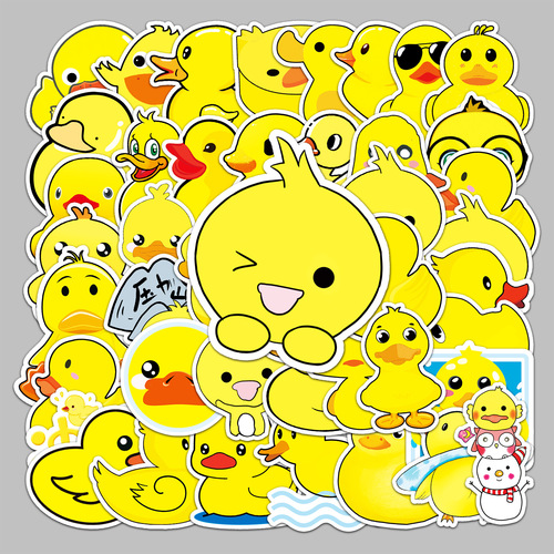 50 little yellow duck cartoon animals cute suitcase laptop bicycle car waterproof decorative stickers