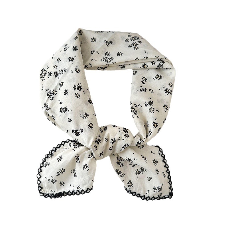 70 algodón y lino floral cuadrado bufanda de las mujeres estilo coreano de todo partido pastoral estilo artístico cuello Protección decorativa bufanda pequeña bufanda delgada