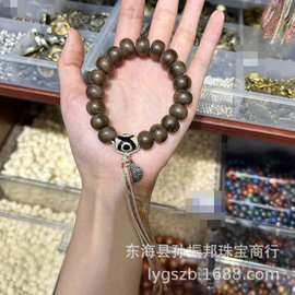 天然沉香老型珠1左右搭配三眼天珠六字箴言吊坠男女款复古