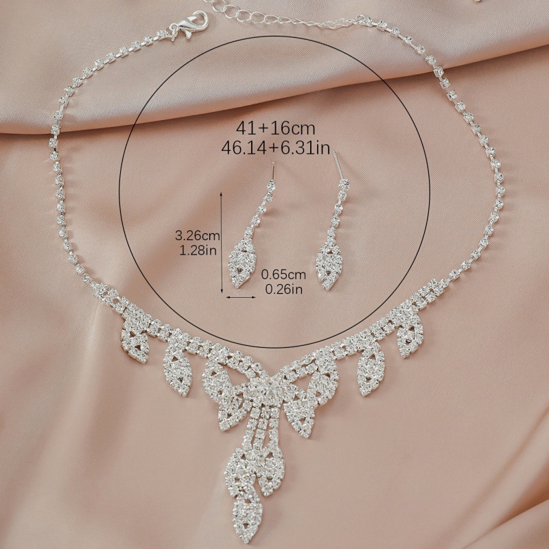 Silver Tassel Necklace And Earrings Bridal Jewellery Set_voghion.com