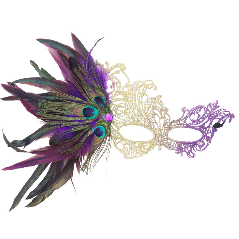 Nuevo estilo transfronterizo Halloween máscara de encaje de alta gama dos rosas decoración máscara de media cara accesorios de fiesta de disfraces