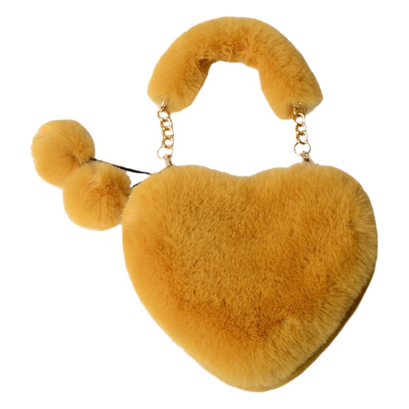 Nuevo bolso bolsa de peluche bolsa de amor portátil melocotón corazón bolsa de la cadena bolsa de mensajero del hombro bolsa de monedero