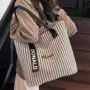 条纹单肩大容量新款托特包