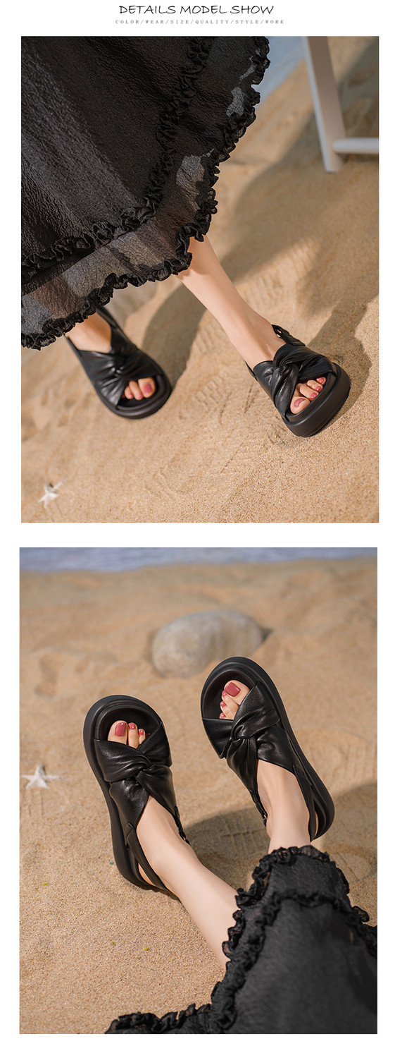 Sandal nữ hở mũi đế xuồng cao gót quai sau phối màu da thật — đen, Màu trắng nhạt chi tiết 7