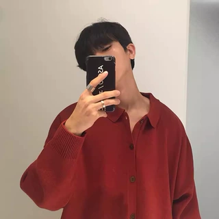 【清仓】韩版毛衣潮搭复古翻领套头纯色宽松半开长袖针织毛衣外套