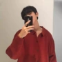 宽松长袖翻领套头毛衣