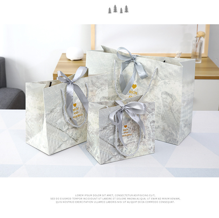 Cross-Border Manufacturers Wholesale In-Stock Marble-Patterned Handbags, Clothing Bags, Gift Bags, and Takeaway Paper Bags