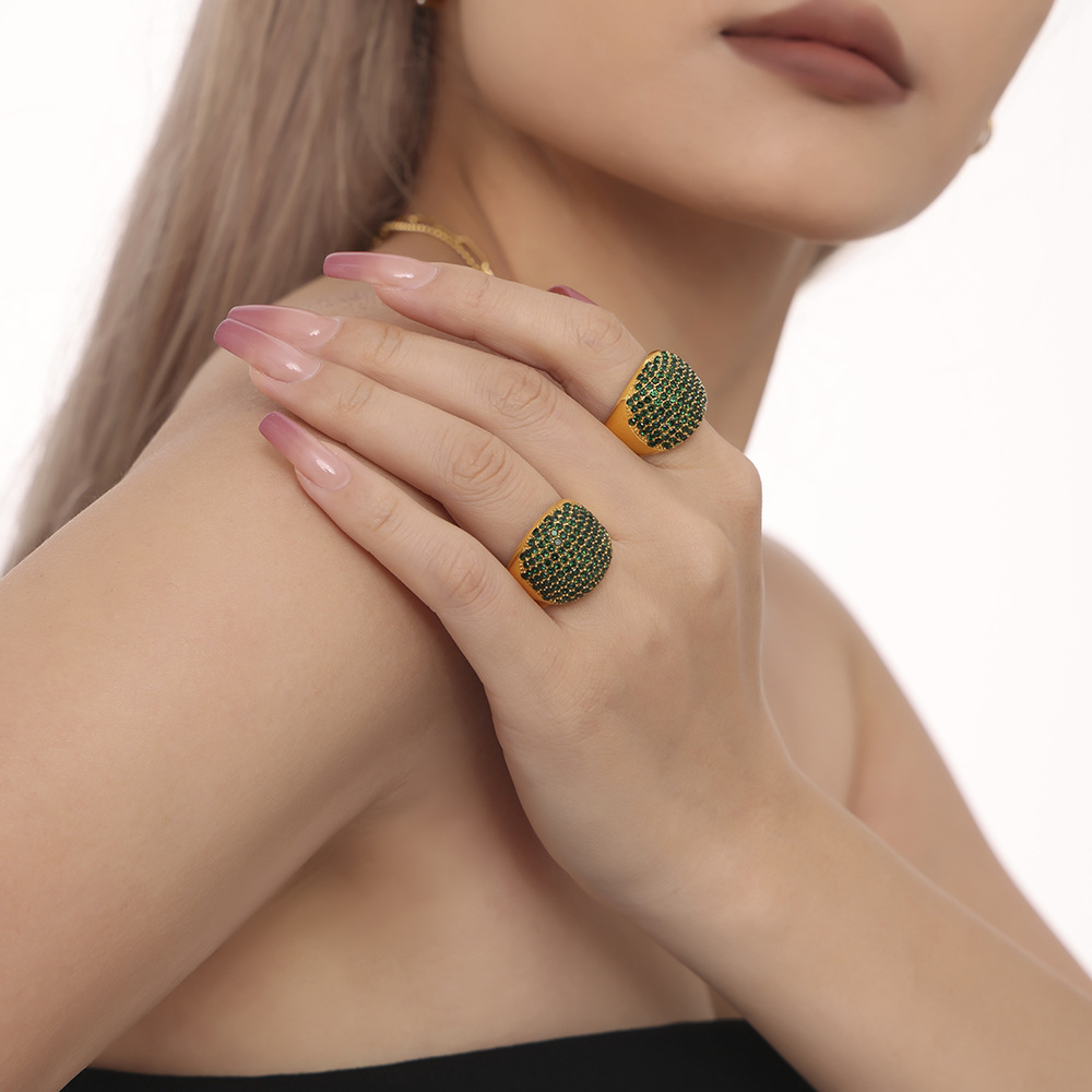 stone inlay stainless steel with zircon natural stone handmade