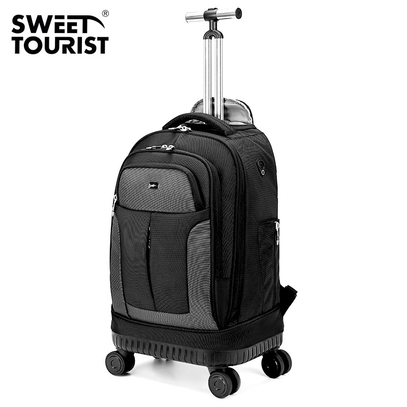 High-grade Rod Large Capacity Waterproof Outdoor Backpack Tug Trolley Case Business Universal Flying Wheel Junior Senior high school Schoolbag