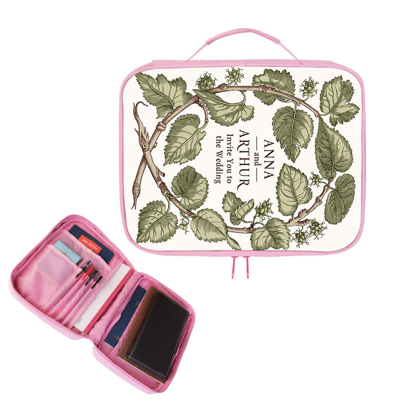 New casual bible case with pen slot multi-compartment men's and women's handbag dustproof bag thermal transfer briefcase