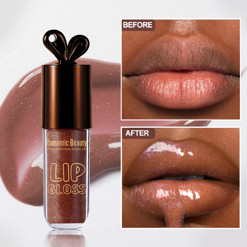 Aceite labial de miel popular transfronterizo, esencia hidratante, bálsamo labial nutritivo, brillo labial con llavero que se puede colgar en una bolsa, brillo labial voluminizador