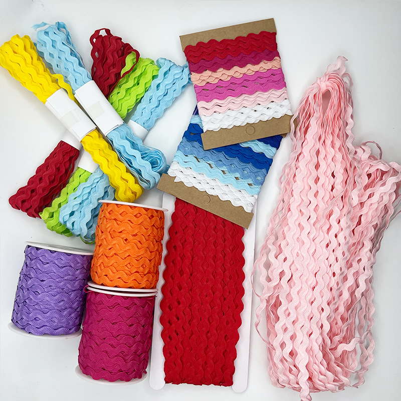 Spot al por mayor 5mm borde curvo color en forma de S encaje decoración de ropa accesorios de banda de onda