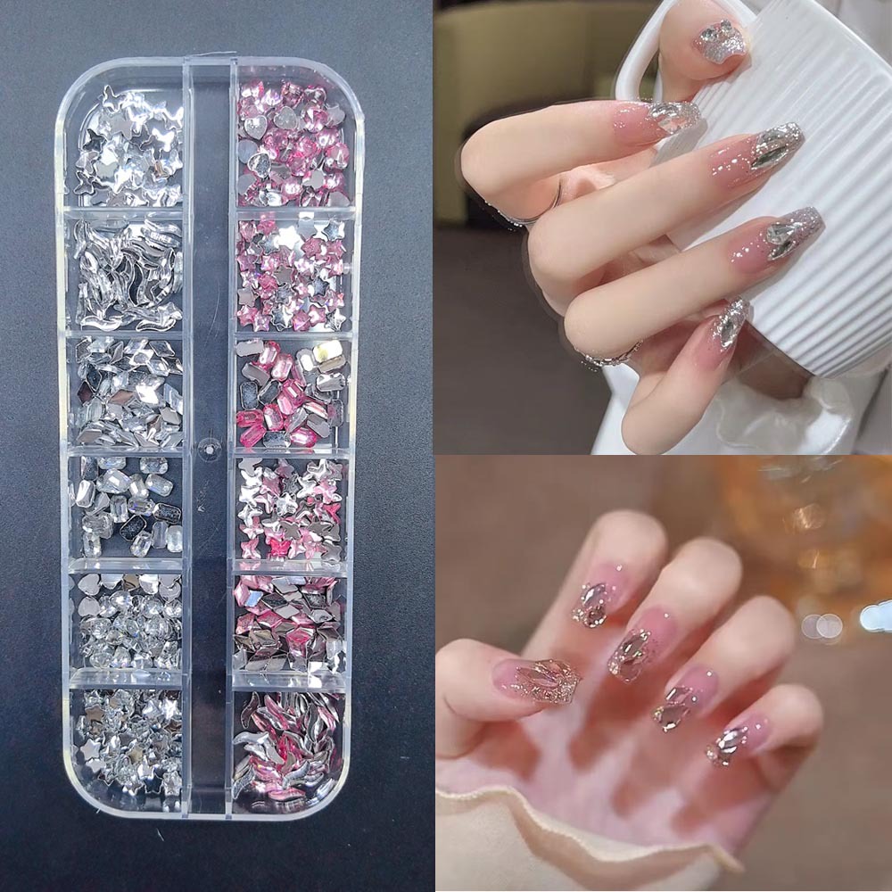Accesorios para uñas Mini diamantes para uñas Diamantes planos de forma especial Blanco rosa champán Accesorios para uñas súper brillantes
