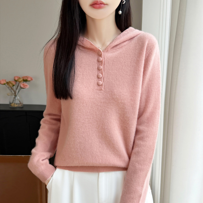 2026 Fall/Winter New 100% Wool Hoodie High-End Pullover Long Sleeve Warm Knit Cashmere Sweater Top for Women 2026 Fall/Winter New 100% Wool Hoodie High-End Pullover Long Sleeve Warm Knit Cashmere Sweater Top for Women