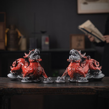 中式招财貔貅摆件一对陶瓷家居客厅办公室桌面装饰品乔迁开业礼品