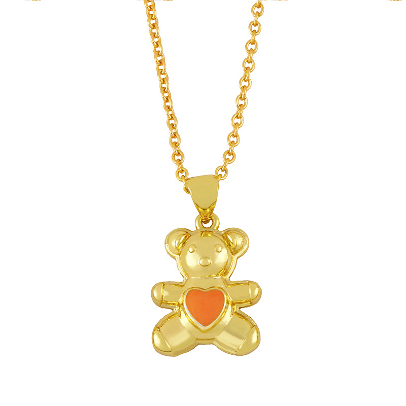 Nihaojewelry Dripping Oil Heart Shape Bear Necklace Wholesale Jewelry display picture 9