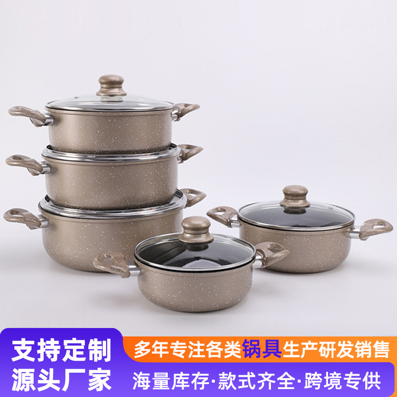 Huevo frito maifan Piedra sartén antiadherente Cocina de Inducción olla de sopa hogar al por mayor olla de sopa de fondo plano traje de regalo de la empresa