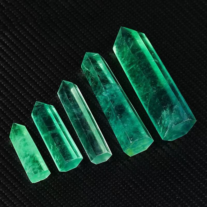 天然水晶绿萤石六棱柱摆件单尖能量柱子原石矿物标本摆件原厂批发|undefined