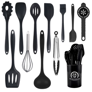 跨境现货12件硅胶烹饪厨具套装耐热厨房小工具不粘锅勺铲餐具套装