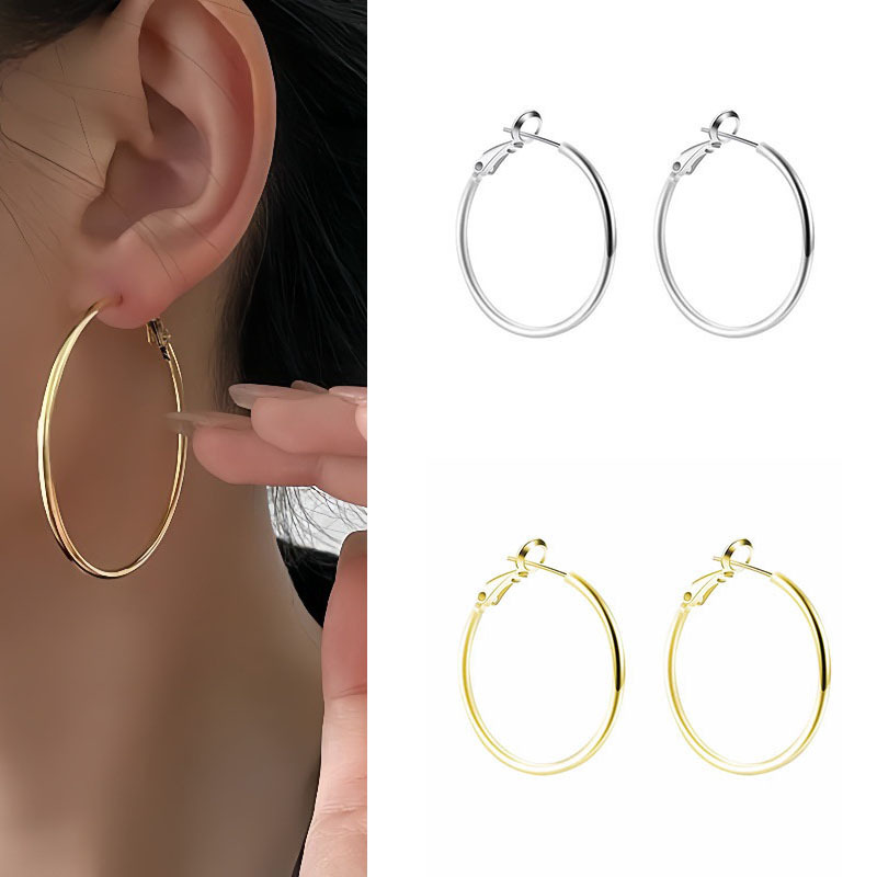 European and American Style Large Hoop Earrings for Women, 2025 New Model, Simple and Unique Minimalist Style, Cool and Stylish Ear Studs