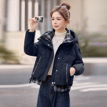 气质连帽羽绒服女2025冬季新款简约时尚小个子面包服外套 HR256
