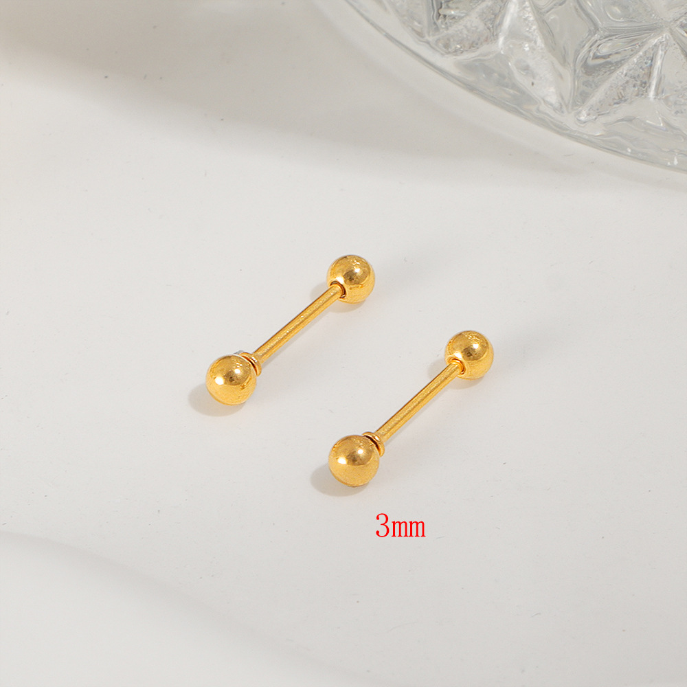 E166 글로시 비즈 [3MM] 나사가 달린 귀걸이