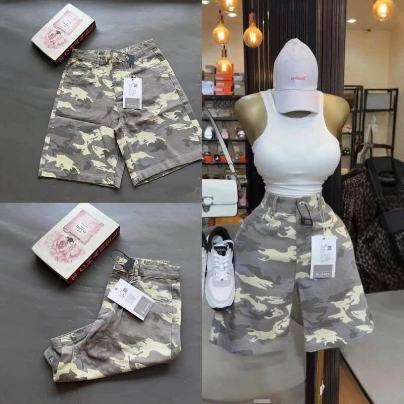 Cross-Border American Retro Men's Summer Trendy Camouflage Mid-Length Pants Loose Straight-Leg Casual Wide-Leg Denim Shorts Cross-Border American Retro Men's Summer Trendy Camouflage Mid-Length Pants Loose Straight-Leg Casual Wide-Leg Denim Shorts