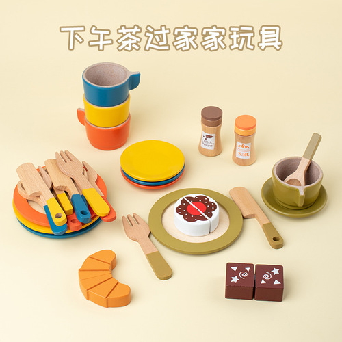 Cross-border simulation afternoon tea set children's cake snack tea set ins girl gift play house toys