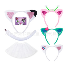 万圣节动物发箍新款儿童卡通小猫耳朵头饰舞会派对装扮可爱发卡