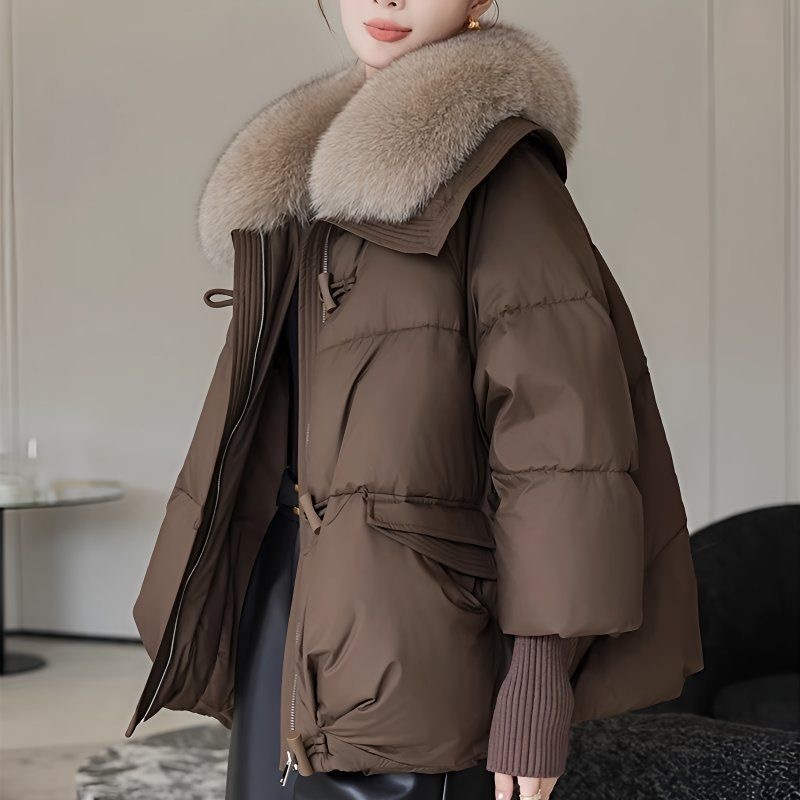 ビッグファーラペル暖かい綿コート婦人服 2025 新しいショート冬肥厚パンジャケット韓国スタイルのコート|undefined