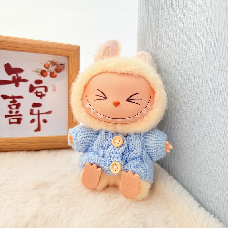 Solo ropa] Llavero de primera y segunda generación Labubu colgante de ropa Rabubu ropa de bebé suéter de punto traje de sombrero