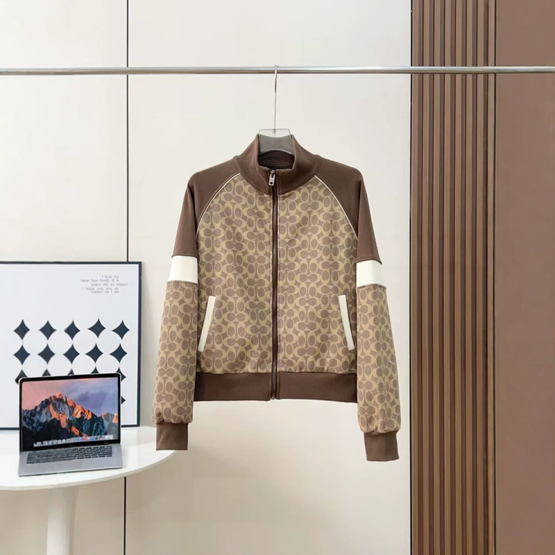 26ss Autumn/Winter CH New Women's Jacket Baseball Coat with Monogram Patchwork Zipper Casual Versatile Coat for Women 26ss Autumn/Winter CH New Women's Jacket Baseball Coat with Monogram Patchwork Zipper Casual Versatile Coat for Women