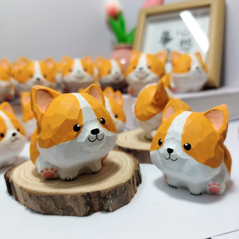 Wood Carving Ornaments Wholesale Corgi Pure Solid Wood Hand-Carved Cute and Cute Puppy Wooden Crafts Decoration Wood Carving Ornaments Wholesale Corgi Pure Solid Wood Hand-Carved Cute and Cute Puppy Wooden Crafts Decoration