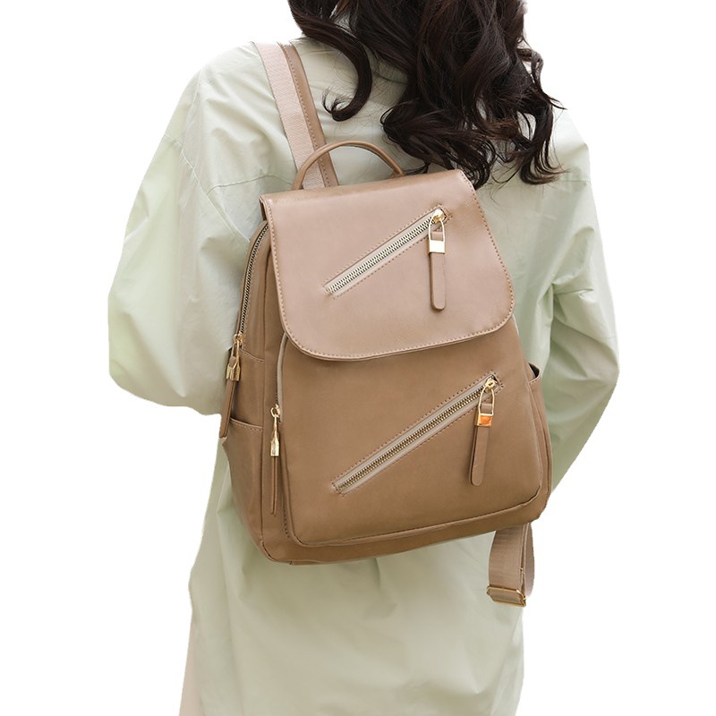 Nouveau sac à dos étudiant polyvalent en cuir souple de grande capacité avec un tempérament minimaliste, sac à dos pour femme, sac à dos anti-éclaboussures, version femme_voghion.com