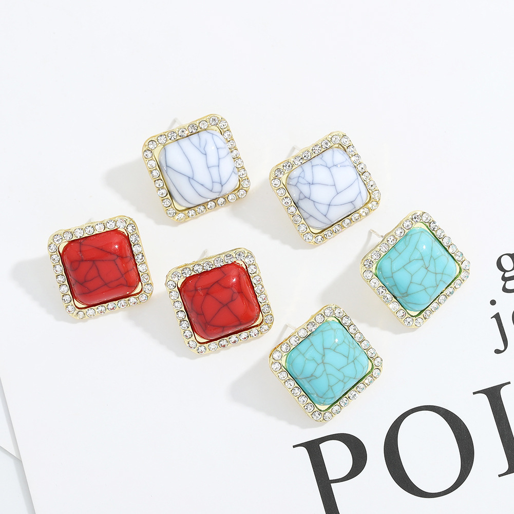 Fashion Retro Square Resin Earrings display picture 9