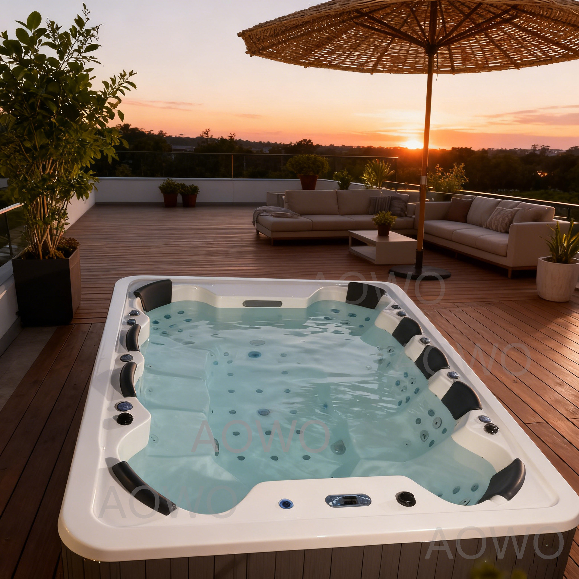 bañera termostática inteligente acrílica bañera de hidromasaje al aire libre villa de lujo jardín bañera spa piscina grande para 10 personas