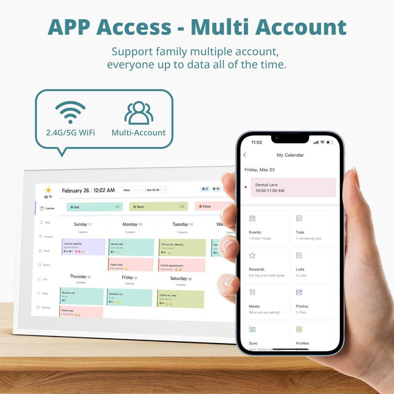 15.6inch Cloud Photo Frame Light Sensing Wifi Digital Calendar Digital Photo Frame Electronic Advertising Machine Digital Calendar