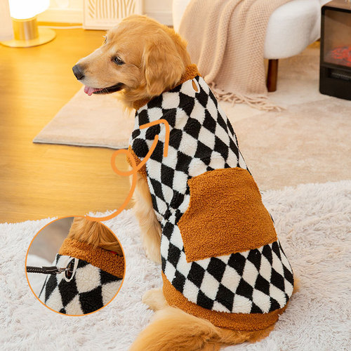New autumn and winter big dog fleece vest, medium and large dog golden retriever Samoyed two-legged cotton coat, pet big dog clothes