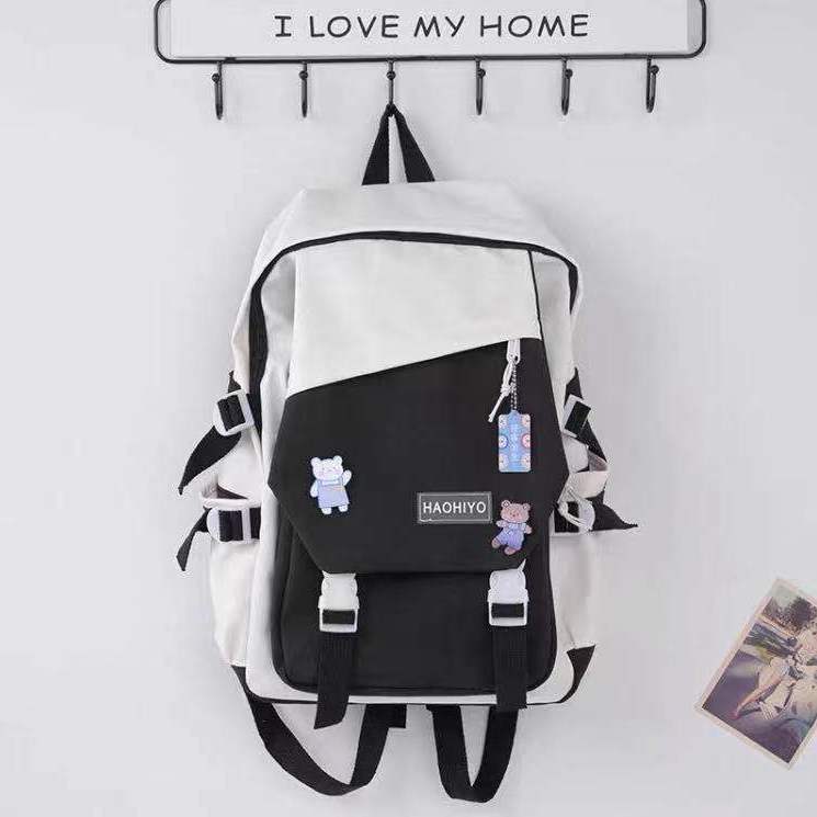 Colgante de alta apariencia mochila ins contraste de color de gran capacidad mujer estudiante de secundaria mochila de computadora nicho Harajuku estilo masculino