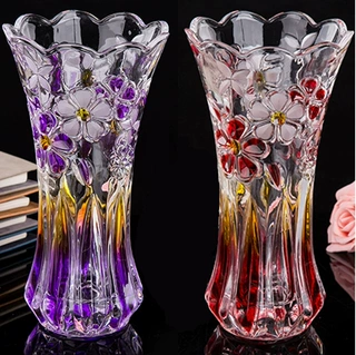 来图加工简约水晶玻璃花瓶透明加厚富贵竹水培插花大号摆件定制