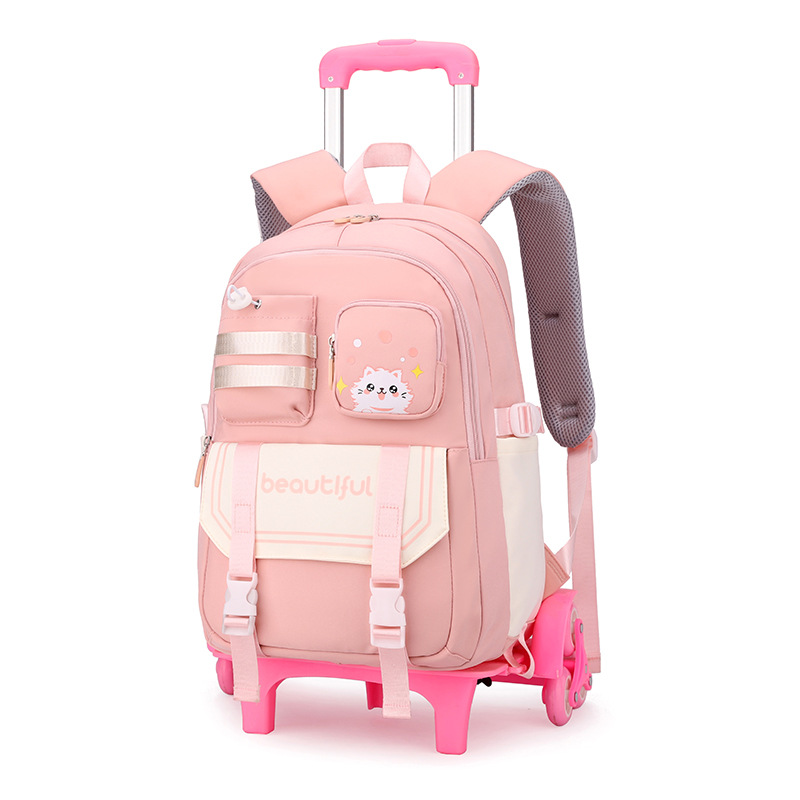 Los fabricantes venden al por mayor las mochilas escolares de trolley para estudiantes de secundaria y secundaria, mochilas de trolley de gran capacidad, bolsas de viaje con ruedas grandes transfronterizas
