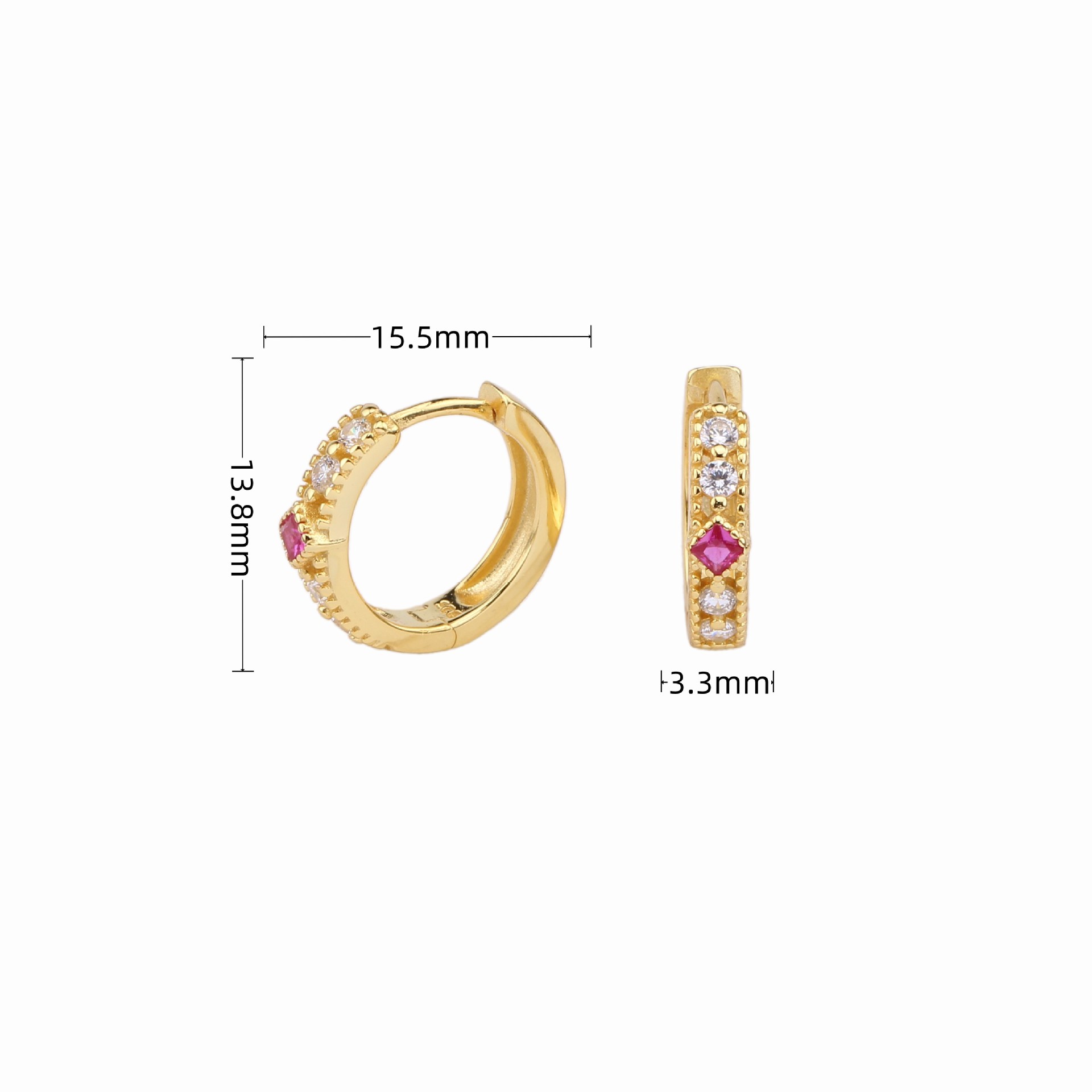 1 Pair Simple Style Round Rhombus Sterling Silver Inlay Zircon White Gold Plated Gold Plated Earrings display picture 1