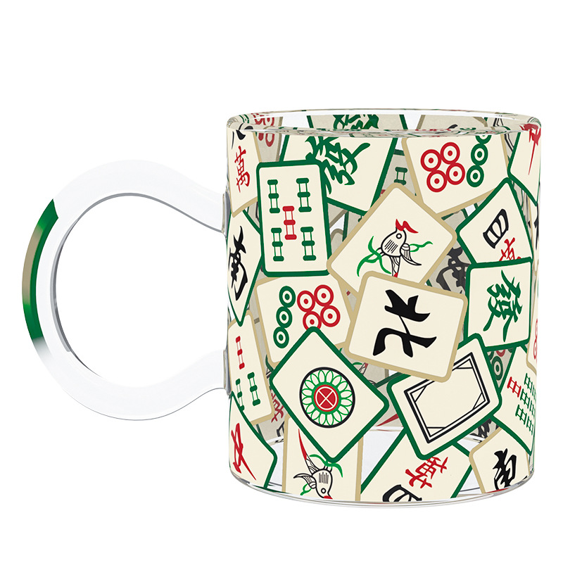 Moda nacional taza de Mahjong vidrio resistente a altas temperaturas taza personalizada taza de agua taza grande taza de leche taza de café taza de desayuno