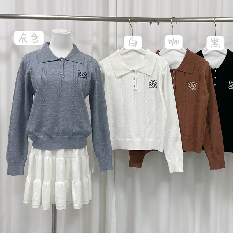 高级感气质polo领毛织针织衫女年初秋冬装新款洋气学院风羊毛上衣|undefined