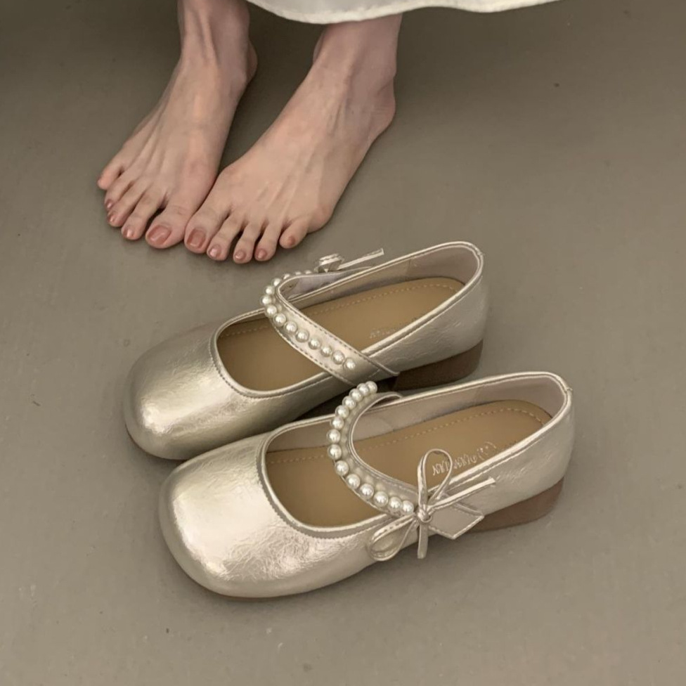 French-Style Beautiful Flat Shoes for Women 2025 New Summer Fashion with Skirt Mary Jane Ballet Loafers Small